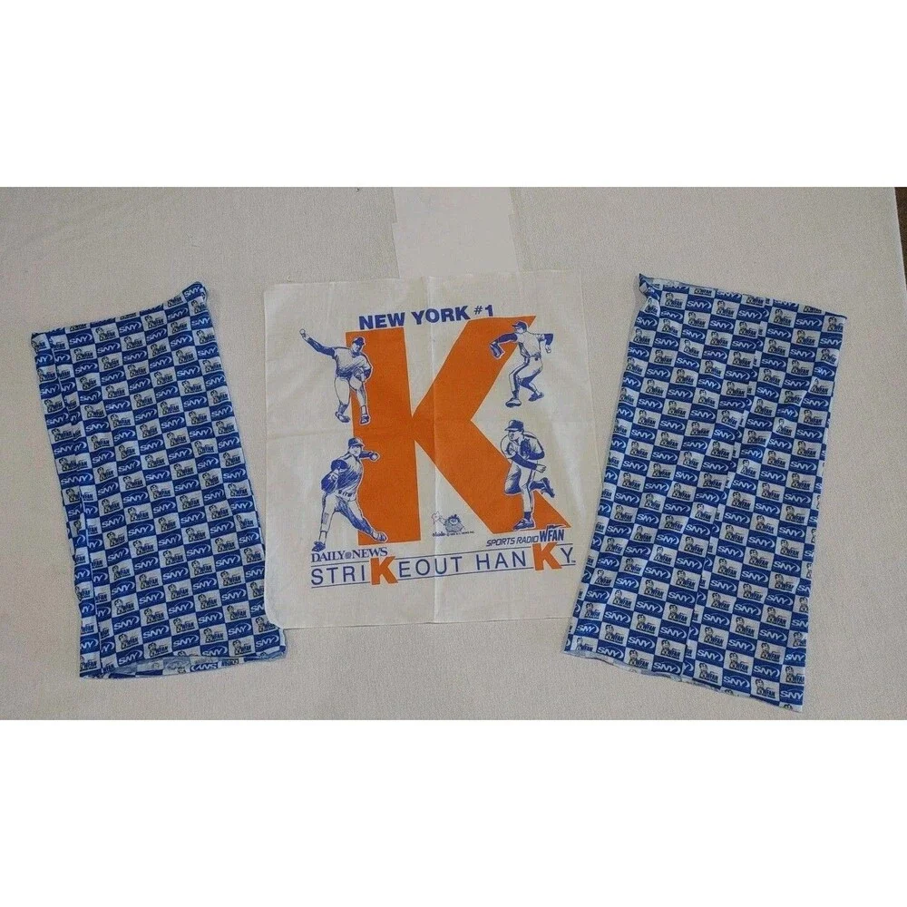 Vintage New York Mets Fandinis (2) And 1988 StrikeOut Hanky. Scarf/Gator/Skull